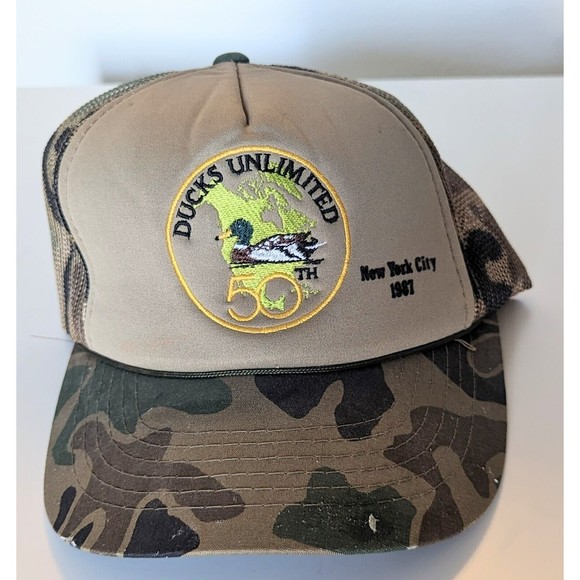 Vintage Ducks Unlimited Hat Cap Snap Back Mens Adjustable Trucker Mesh Cap - Picture 1 of 6